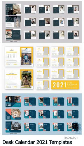 دانلود 3 قالب لایه باز تقویم رومیزی 2021 – Desk Calendar 2021 Templates