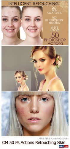 دانلود ۵۰ اکشن فتوشاپ روتوش پوست – CreativeMarket 50 Photoshop Actions Retouching Skin