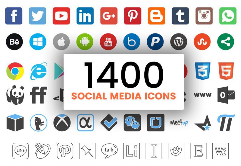 دانلود پکیج ۱۴۰۰ آیکون شبکه های اجتماعی با طرح جذاب (شماره ۲)